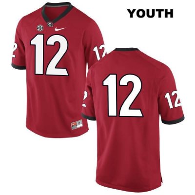 Youth Georgia Bulldogs NCAA #12 Christian Kerut Nike Stitched Red Authentic No Name College Football Jersey QMC0654BR